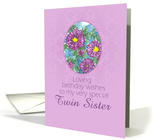 Happy September Birthday Twin Sister Aster Flowers card (920195)