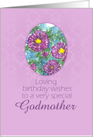 Happy September Birthday Godmother Purple Aster Flower Watercolor card