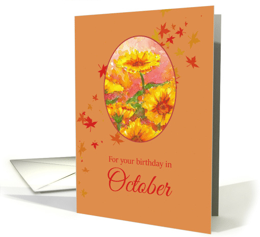 For Your Birthday In October Marigold Flowers card (920756)