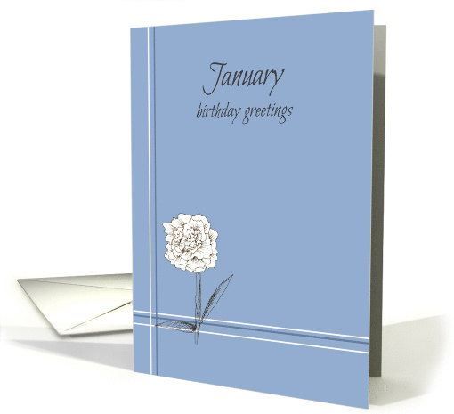 Happy January Birthday Greetings White Carnation card (921897)