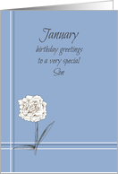 Happy January Birthday Son White Carnation card