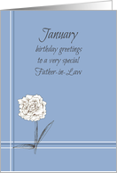 Happy January Birthday Father-in-Law White Carnation card