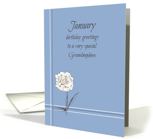 Happy January Birthday Grandnephew White Carnation card (921921)
