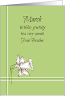 Happy March Birthday Twin Brother Daffodil Flower card