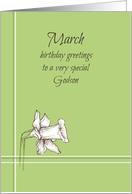 Happy March Birthday Godson White Daffodil Flower card