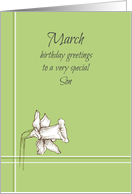 Happy March Birthday Son Daffodil Flower Art card