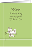 Happy March Birthday Father-in-Law White Daffodil Flower card