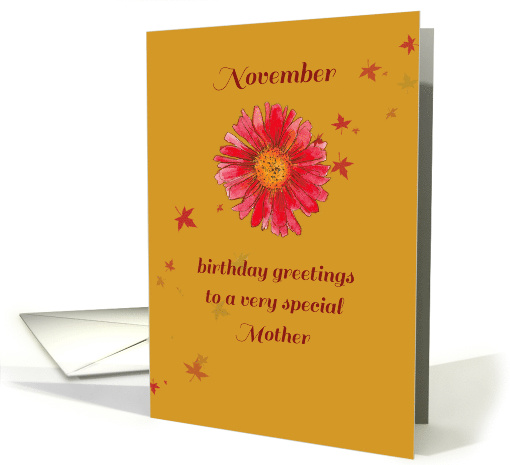November Birthday Mother Red Chrysanthemum card (922705)