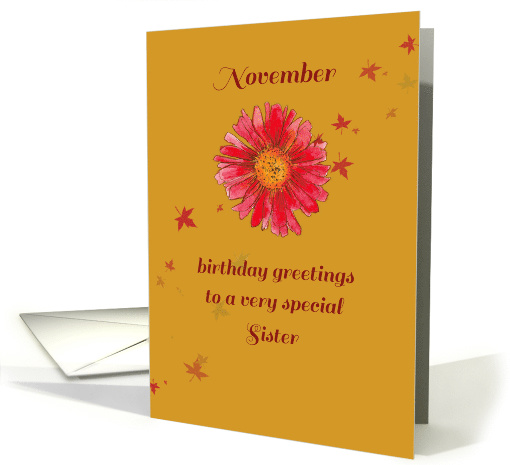November Happy Birthday Sister Chrysanthemum card (922712)