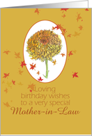 Happy November Birthday Mother-in-Law Yellow Chrysanthemum Flower card