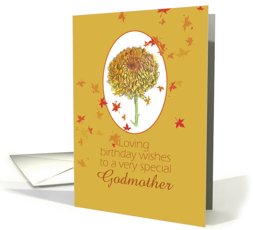 Happy November Birthday Godmother Yellow Chrysanthemum Flower card