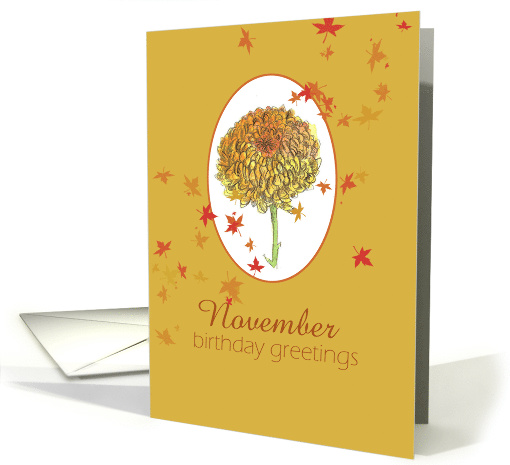 Happy November Birthday Yellow Chrysanthemum card (922735)