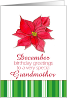 Happy December Birthday Grandmother Red Poinsettia Flower card