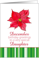 Happy December Birthday Daughter Red Poinsettia Flower card