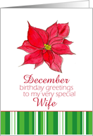 Happy December Birthday Wife Red Poinsettia Flower card