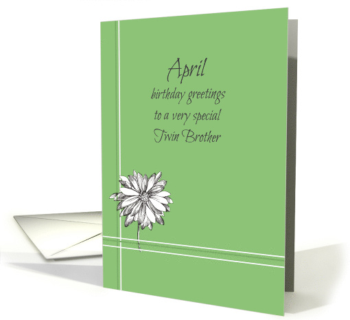 Happy April Birthday Twin Brother White Daisy Flower card (926787)
