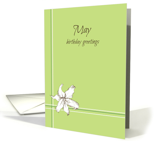 Happy May Birthday White Lily Flower Drawing card (926957)