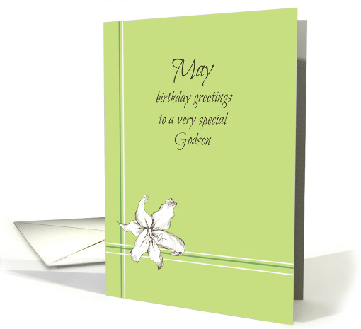Happy May Birthday Godson White Lily Flower Drawing card (926976)
