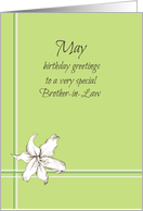 Happy May Birthday Brother-in-Law White Lily Flower card