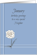 Happy January Birthday Neighbor Carnation card