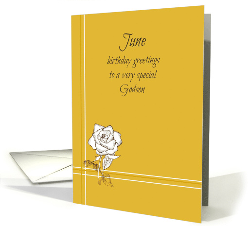 Happy June Birthday Godson White Rose Flower Drawing card (927523)