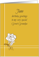 Happy June Birthday Great Grandpa White Rose Flower Drawing card