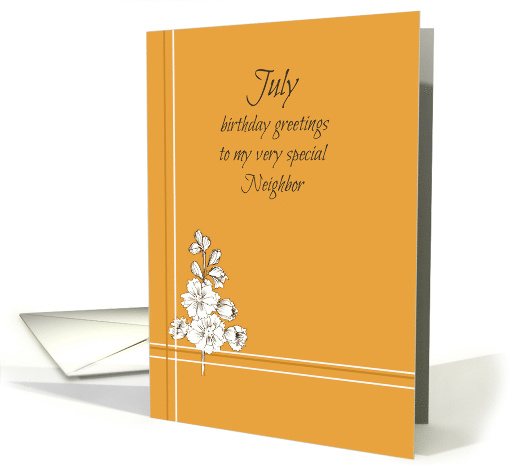 July Happy Birthday Neighbor Larkspur Flower card (928907)