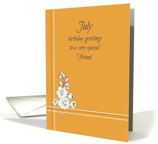 July Happy Birthday Friend Larkspur Flower card (928913)