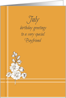 July Happy Birthday Boyfriend Larkspur Flower card