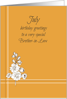 July Happy Birthday Brother-in-Law Larkspur Flower Drawing card