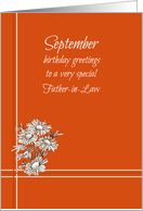 Happy September Birthday Father-in-Law White Aster Flower card