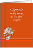 Happy September Birthday Neighbor Asters card