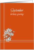 Happy September Birthday White Aster Flower card