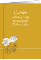 Happy October Birthday Father-in-Law White Marigold Flower card