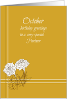 Happy October Birthday Partner Marigold Flower card