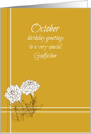 Happy October Birthday Godfather White Marigold Flower card