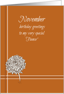 Happy November Birthday Fiance Chrysanthemum card
