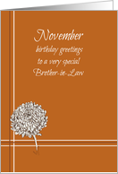 Happy November Birthday Brother-in-Law Chrysanthemum card