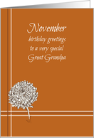 Happy November Birthday Great Grandpa Chrysanthemum Flower card