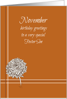 Happy November Birthday Foster Son Chrysanthemum Flower card