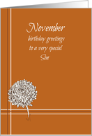 Happy November Birthday Son Chrysanthemum Flower card