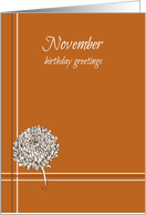 November Birthday Greetings Chrysanthemum card