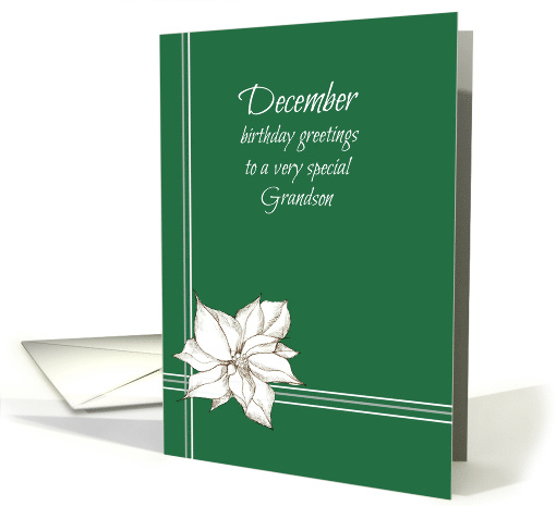 Happy December Birthday Grandson White Poinsettia Flower card (936764)