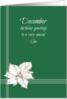 Happy December Birthday Son White Poinsettia Flower card