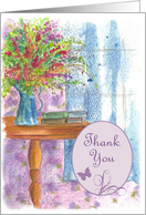 Thank You Wildflower Bouquet Butterfly Watercolor card