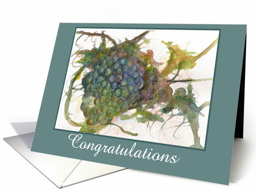 Congratulations Wine Grapes Watercolor Fine Art Painting card (940356)