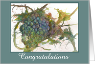 Congratulations Wine Grapes Watercolor Fine Art Painting card