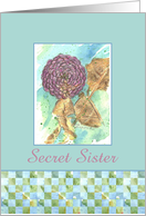 Secret Sister Pink Zinnia Botanical Flower Art card