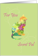 Thinking of You Secret Pal Flower Pet Cat Watercolor Art card