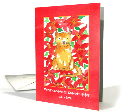Merry Christmas Granddaughter With Love Cat card (942691)